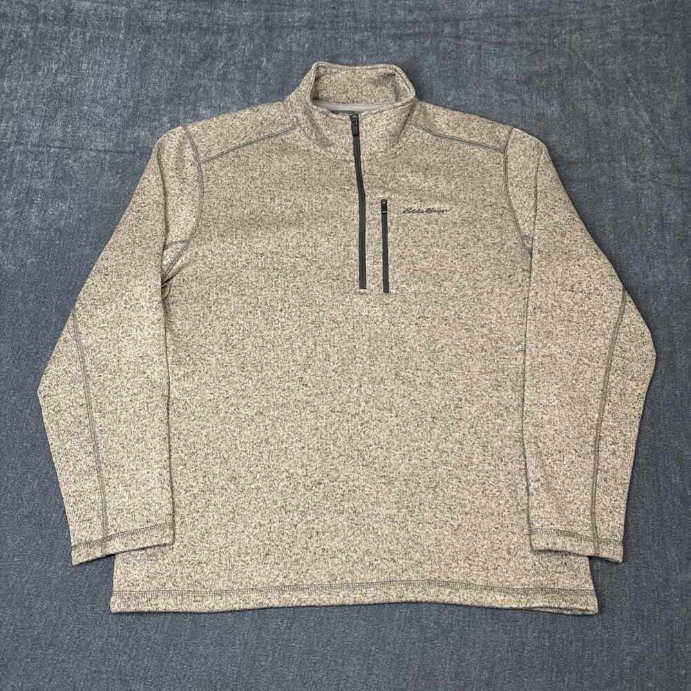 Eddie Bauer Brown Pullover Sweater Radiator Fleece 1/4 Zip Men's Size Large